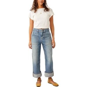 Free People Major Leagues Wide Leg Crop Jeans, Women's Size 32